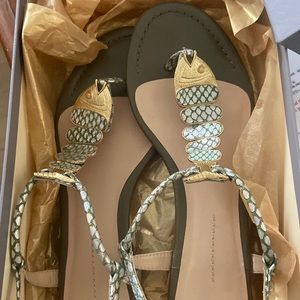 Brand-new Aerin Leah Foil Snake irridescent sandals size 8